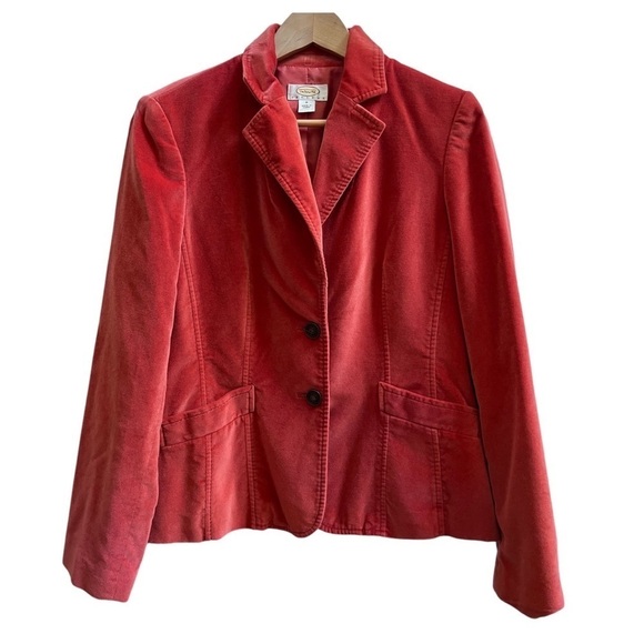 Talbots Vintage Burnt Orange Velvet Silk Blend 2 Button Blazer Petite Size 8 - Picture 3 of 14